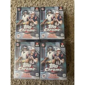 [LOT OF 4] 2025 Topps Chrome NFL Hanger Box FACTORY SEALED BRAND NEW - Ship Fast